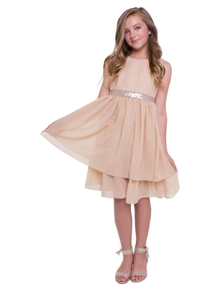 Champagne Chiffon Junior Bridesmaid Dresses